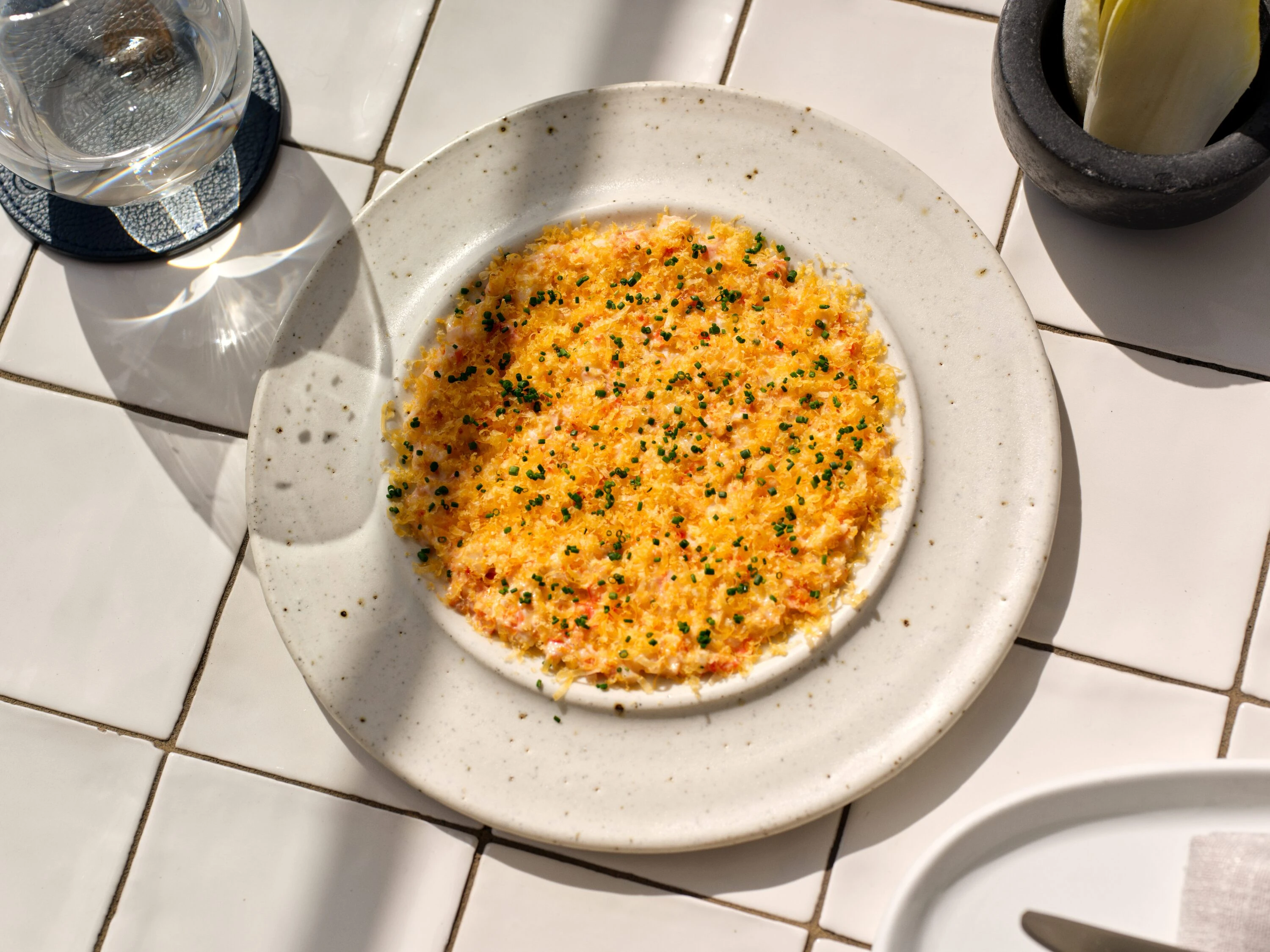 a chopped prawn dish