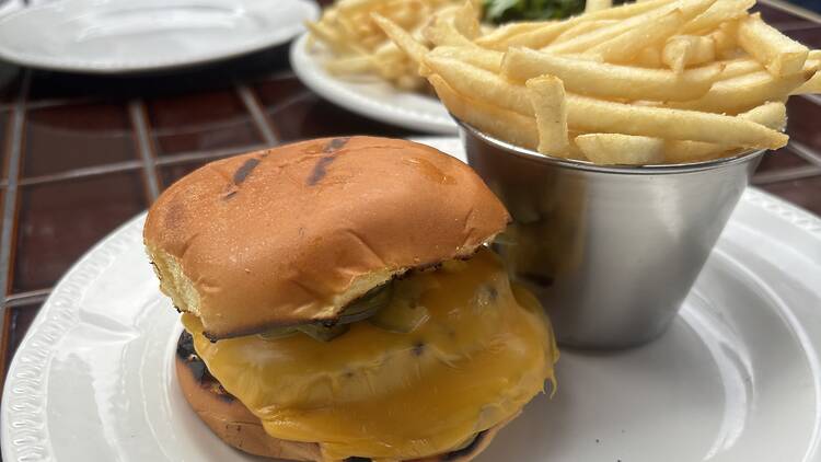 The smash burger at the Godby Hotel.