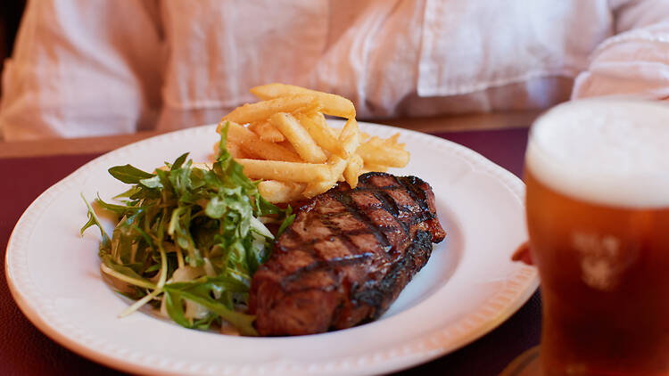 A steak at the Godby Hotel.