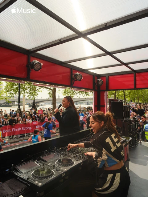 Melanie C DJing at the 2026 London Marathon