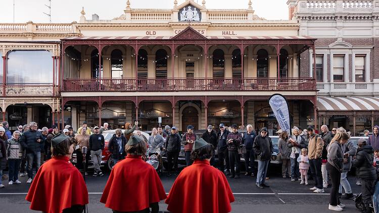 people milling about for the Ballarat Heritage Festival