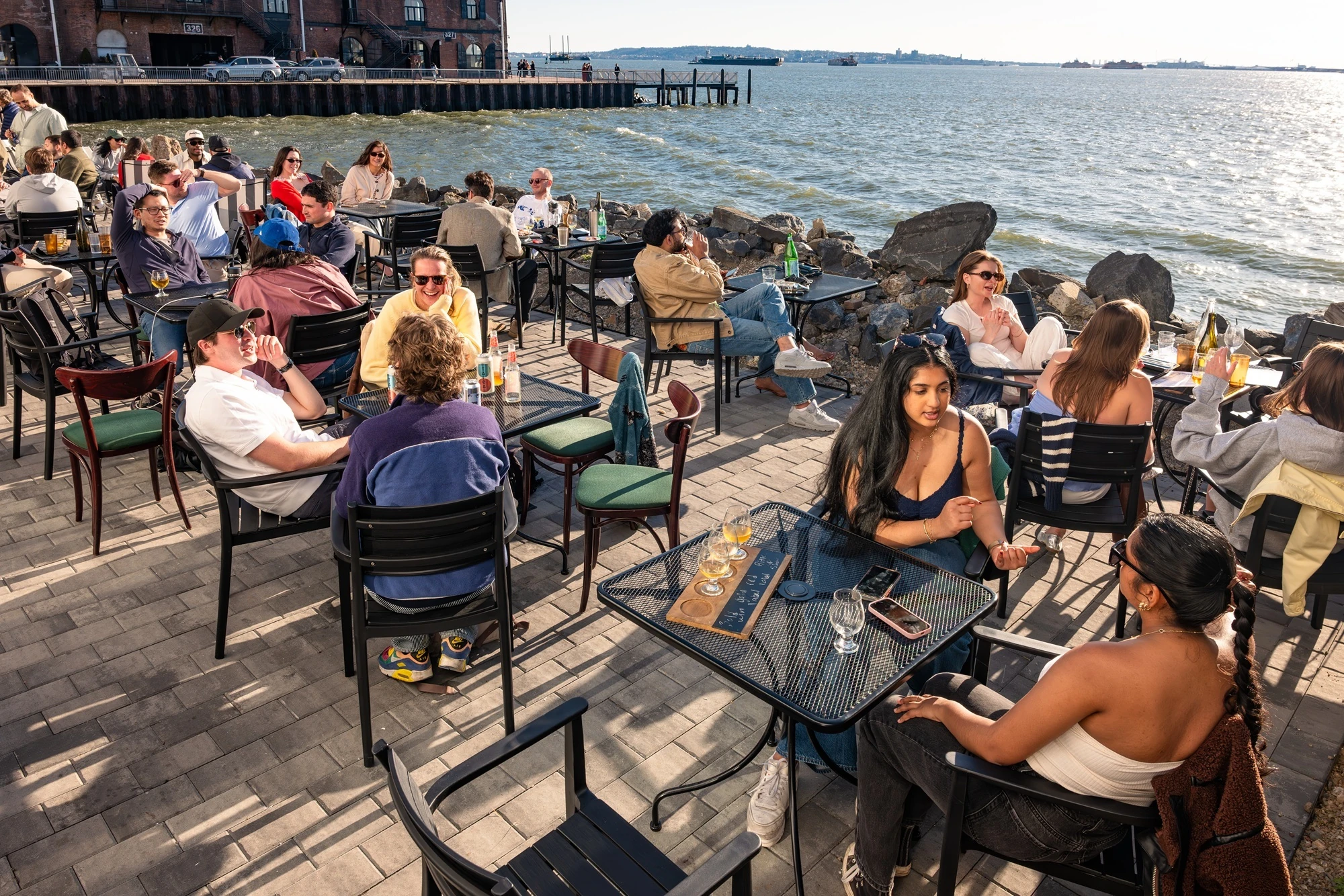 Waterfront patio at The Red Hook Barrel Yard