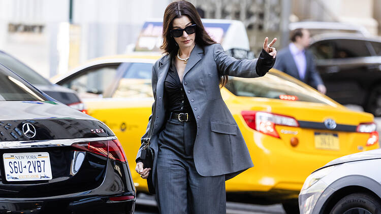 Anne Hathaway is seen filming "The Devil Wears Prada 2" in Madison Square Park on August 27, 2025 in New York City
