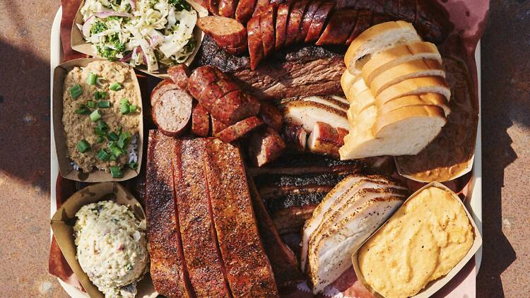 Texas barbecue plate from Goldees