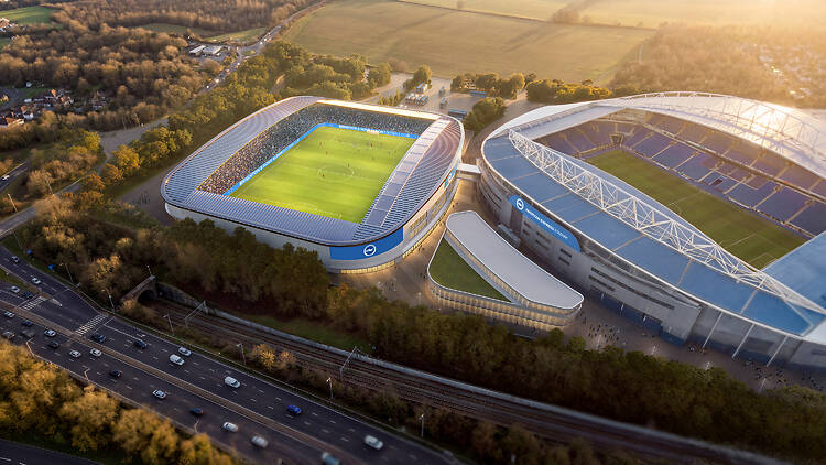 Render of new women's stadium at Brighton & Hove Albion next to Amex Stadium