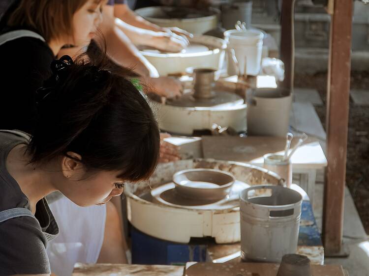 Pottery throwing at InClay Studio
