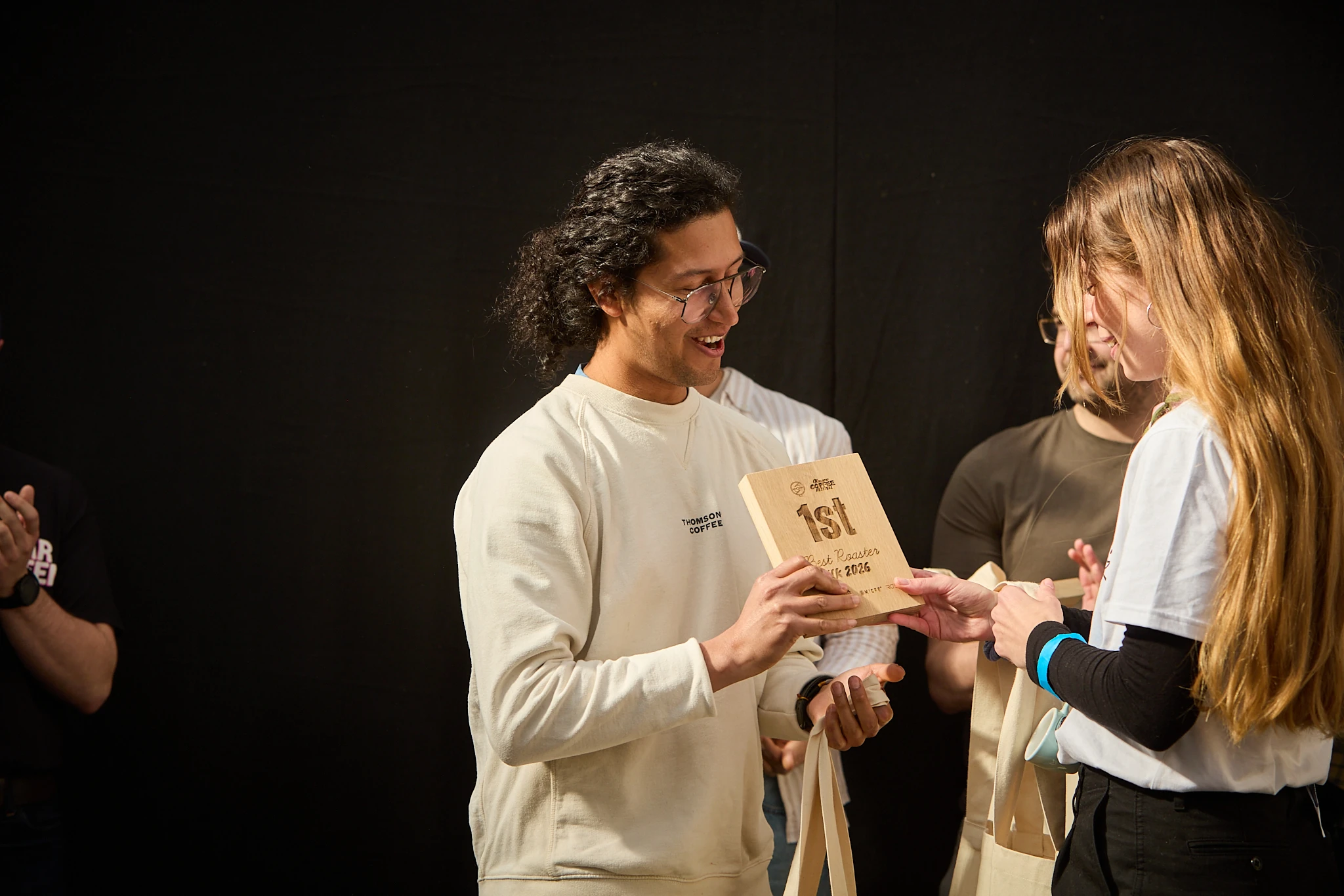 Jonathan Martinez picking up Best UK Roaster at Glasgow Coffee Festival