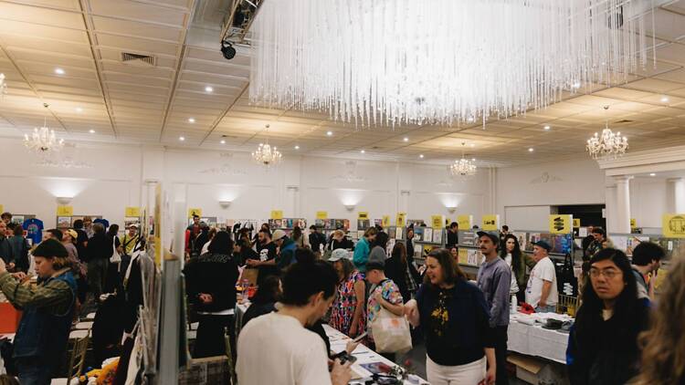 people listening to music and records at Independent Music Exchange