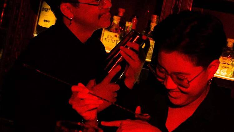 Nurse pomelo cocktails while luk krung bands croon in Ari