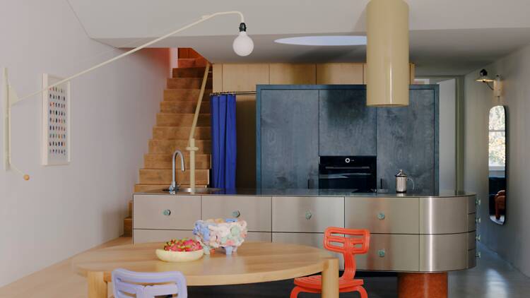 Modern and colourful interiors of a kitchen