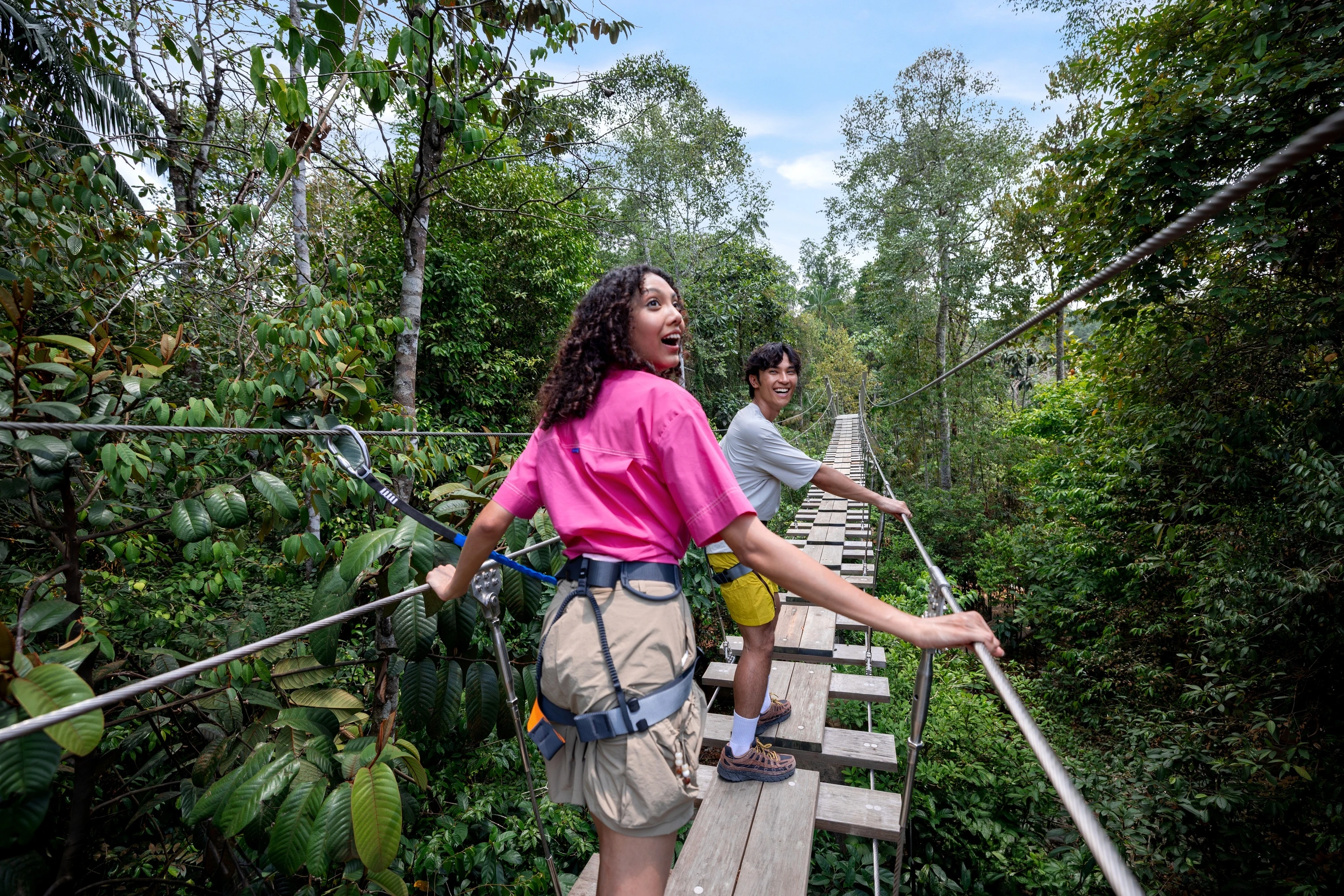 Treetop Traverse is a 125-metre harnessed course through the treetops. Credit_ Mandai Wildlife Group