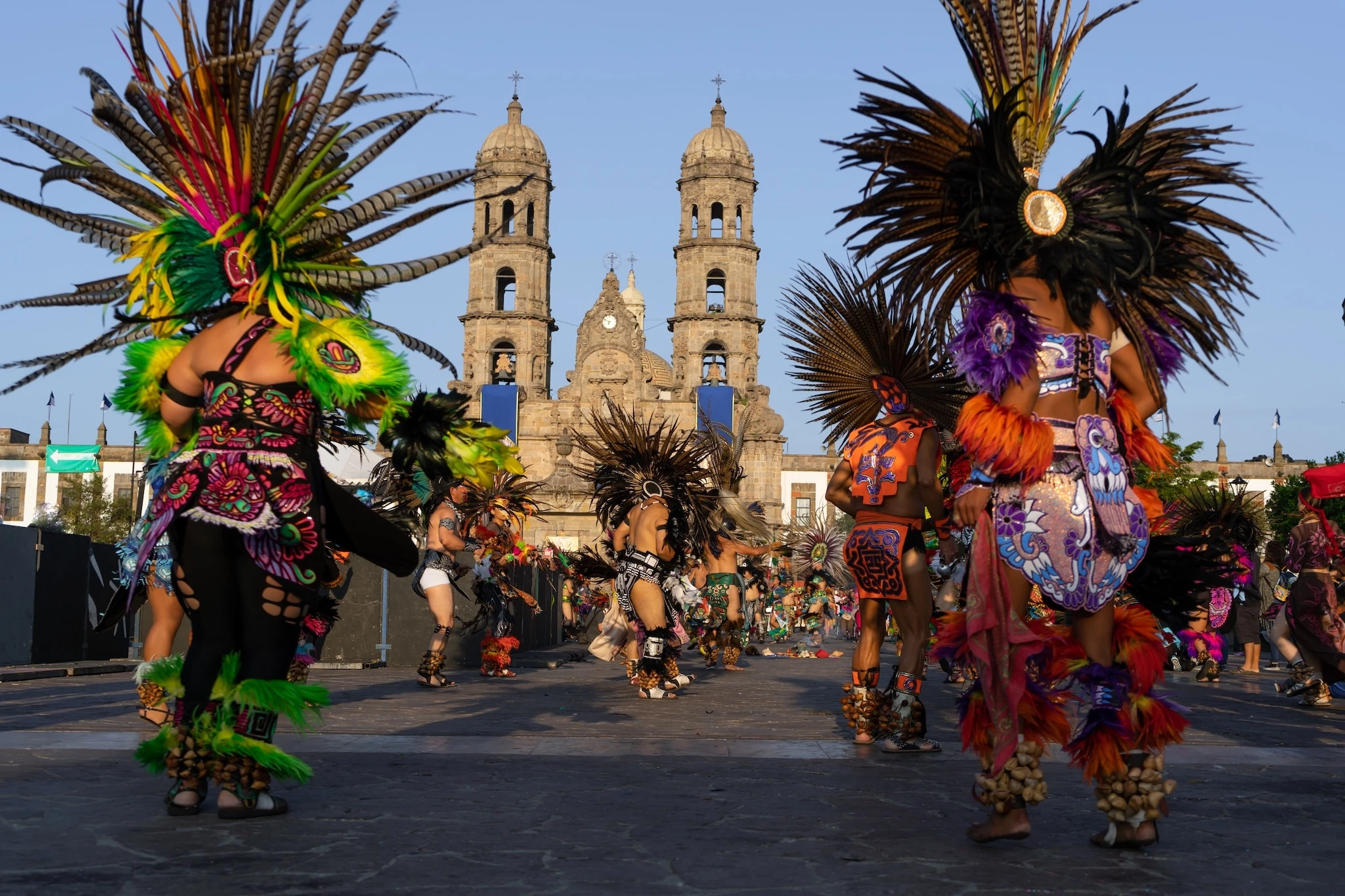 Dancers dancing in front of the Basilica of Zapopan, Guadalajara