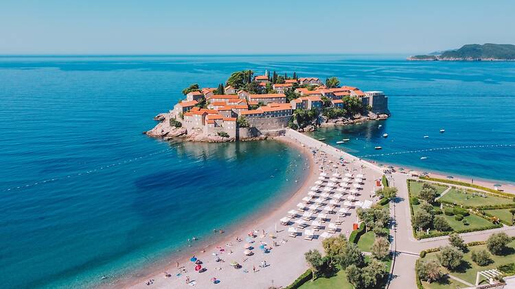 Aerial View of Sveti Stefan