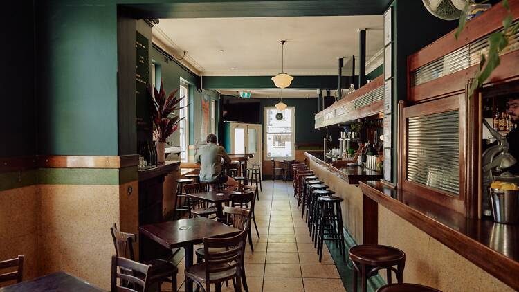 The main bar at the Lincoln in Carlton.