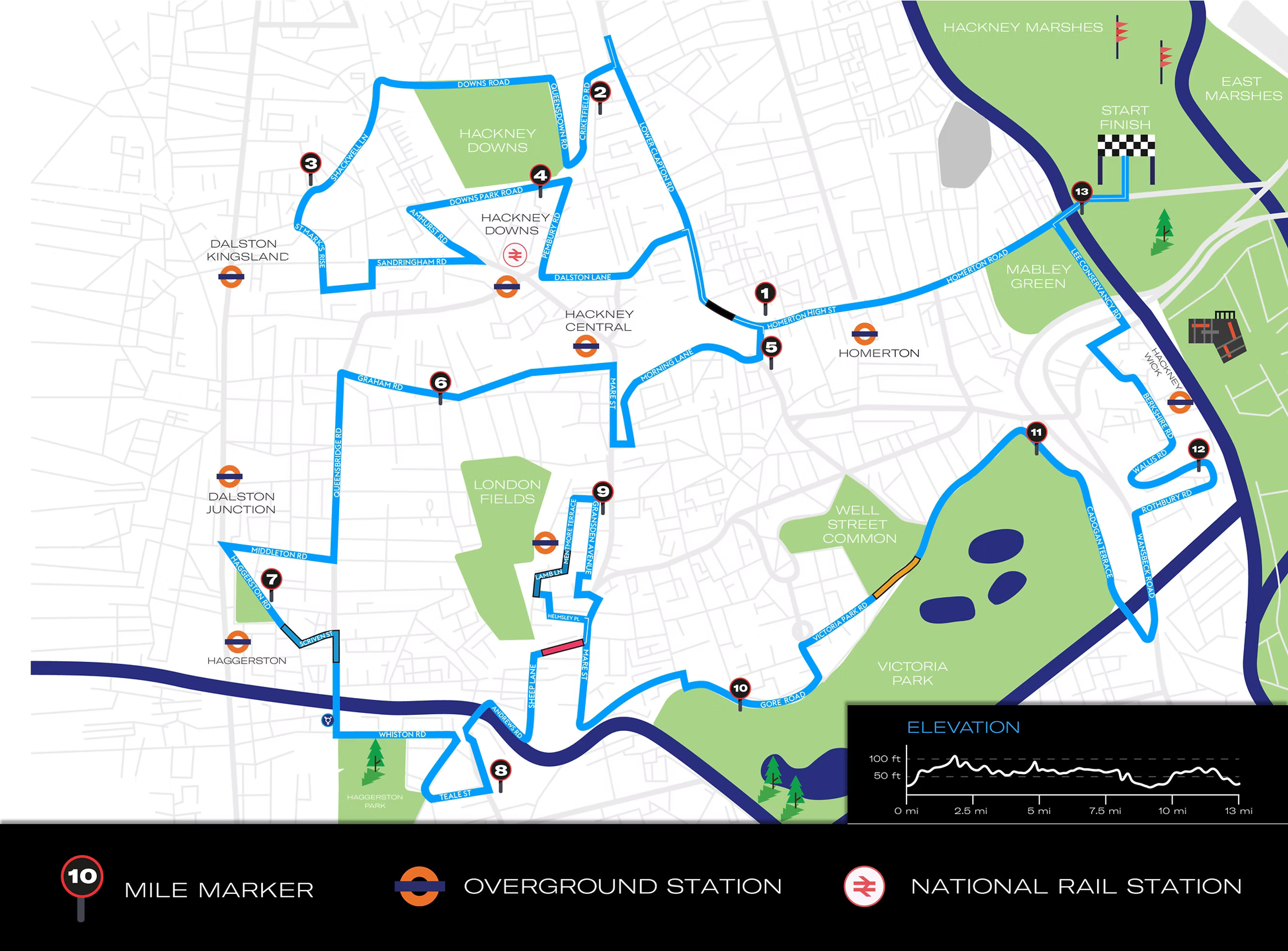 Map for Hackney Half 2026