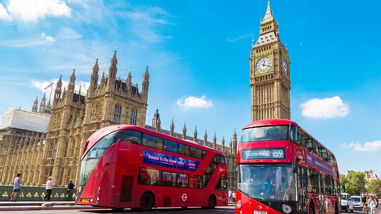 London buses in front of the Houses of Parliament London buses in front of the Houses of Parliament