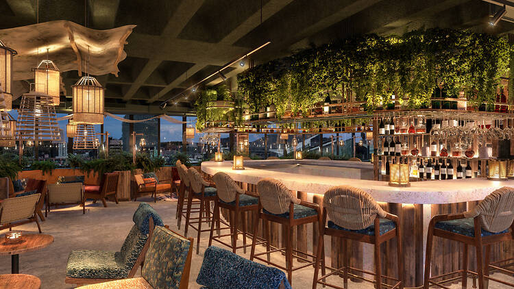 Render of rooftop hotel bar in Manchester Render of rooftop hotel bar in Manchester