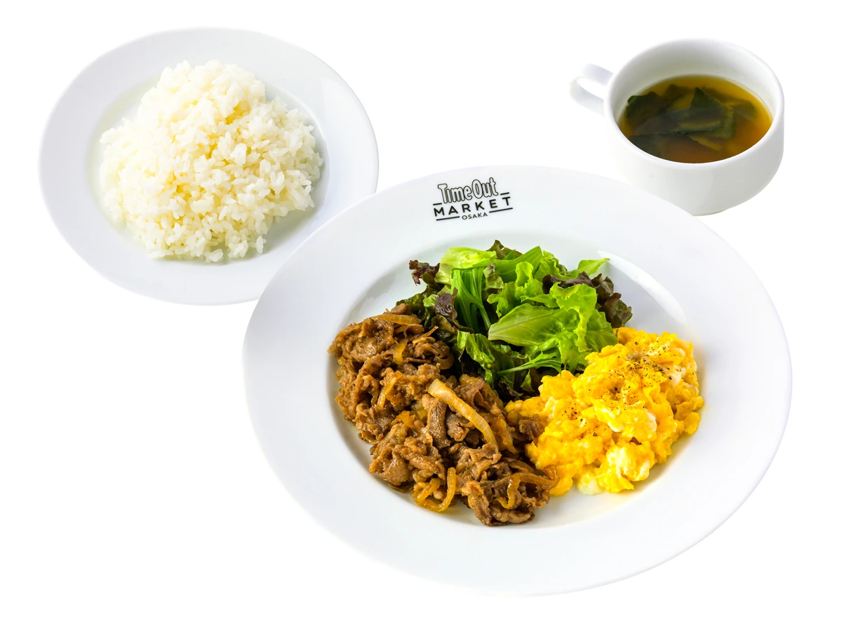 Ginger beef stir-fry set meal at Nikutoieba Matsuda