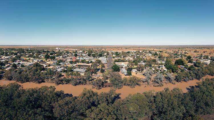 Bourke The town of Bourke sitting on thhe south bank of the Darling River.