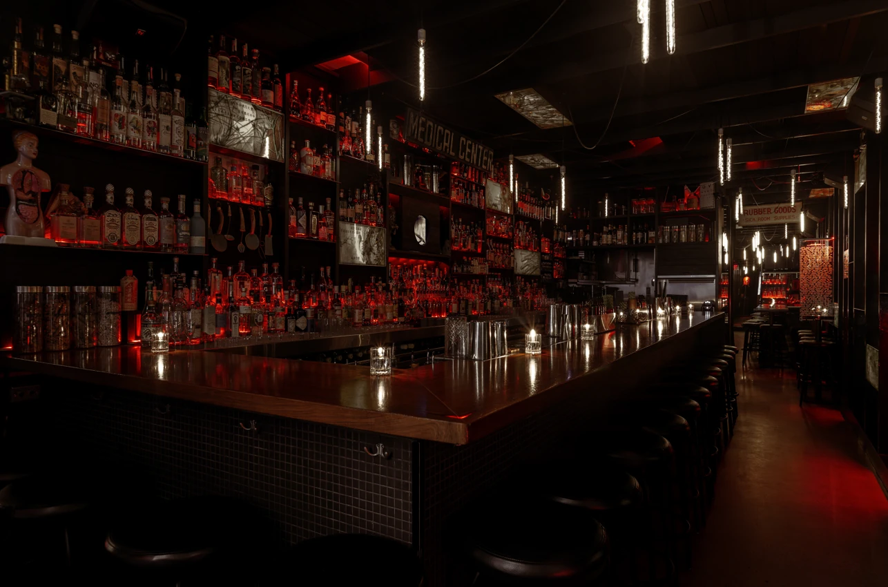 Dark interiors of an empty bar