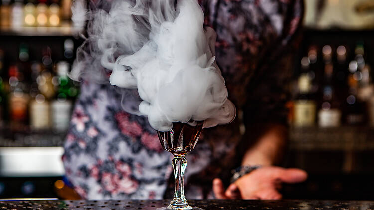 The Keefer Bar A cocktail clouded in smoke