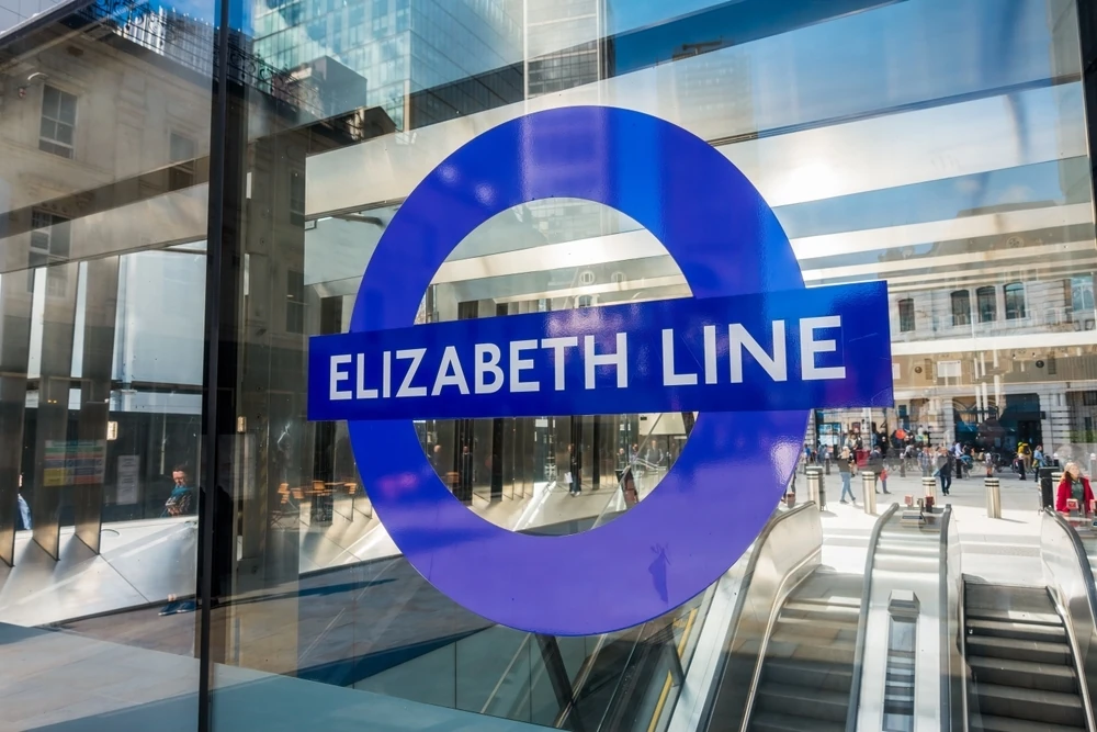 London Elizabeth Line sign at Tottenham Court Road Station