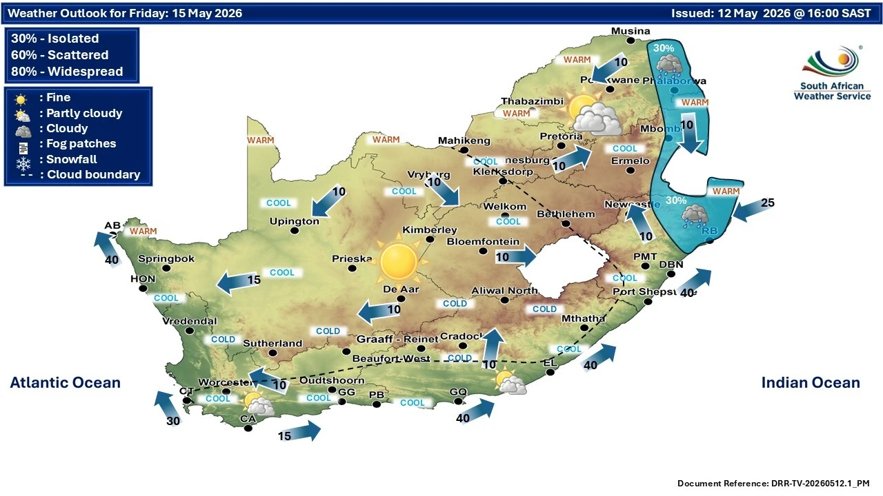 SAWS Cape Town Thursday 14 May.