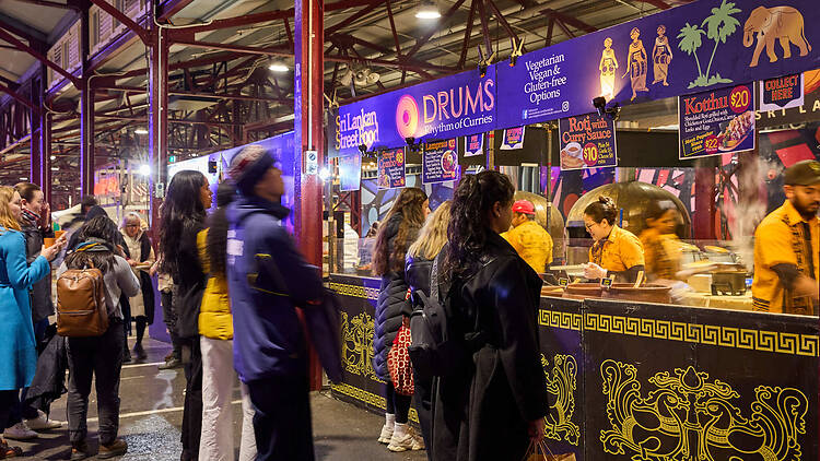 Queen Victoria Night Market People lining up for food stalls