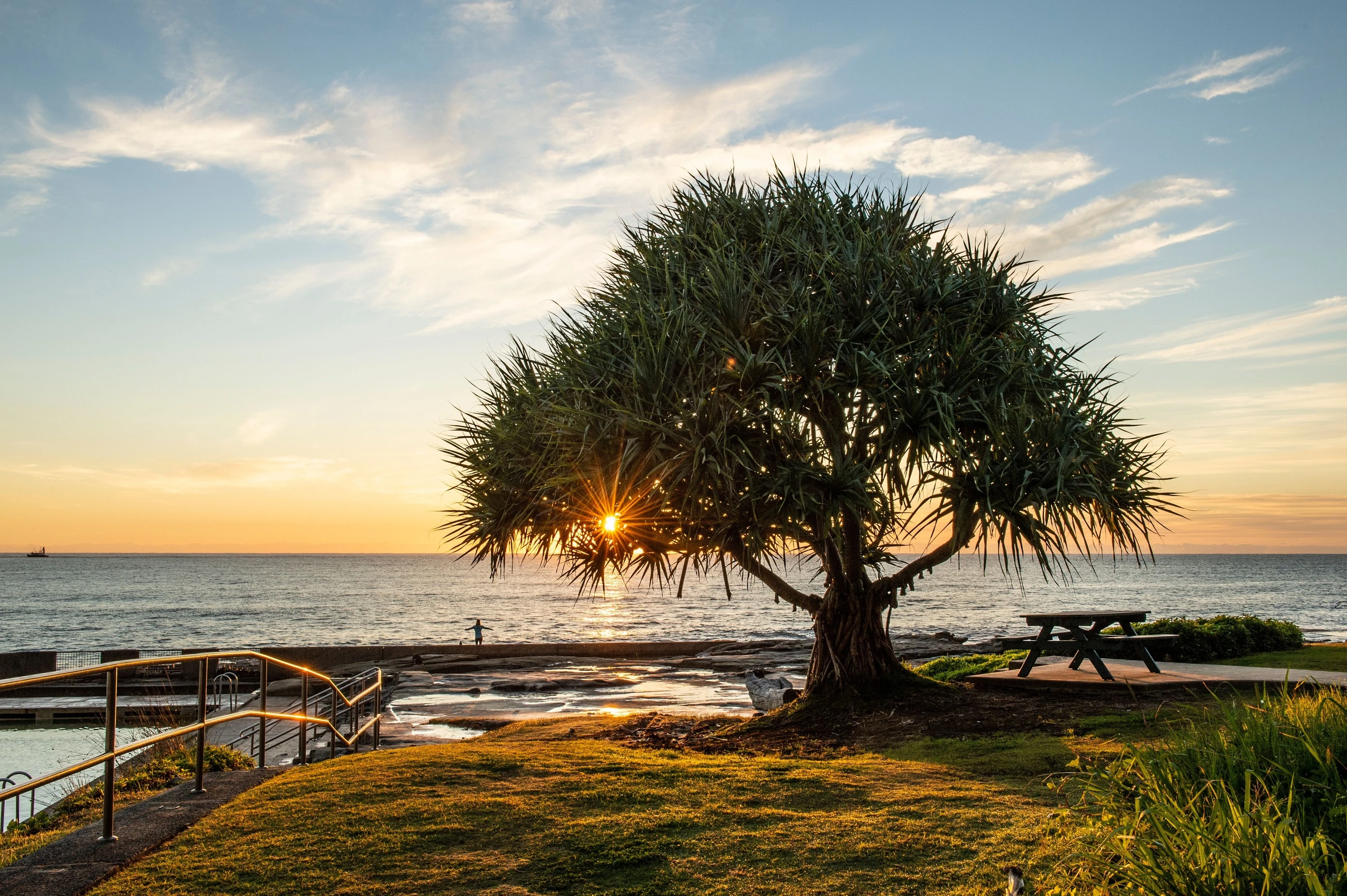The sun rising over Yamba Beach, Yamba.