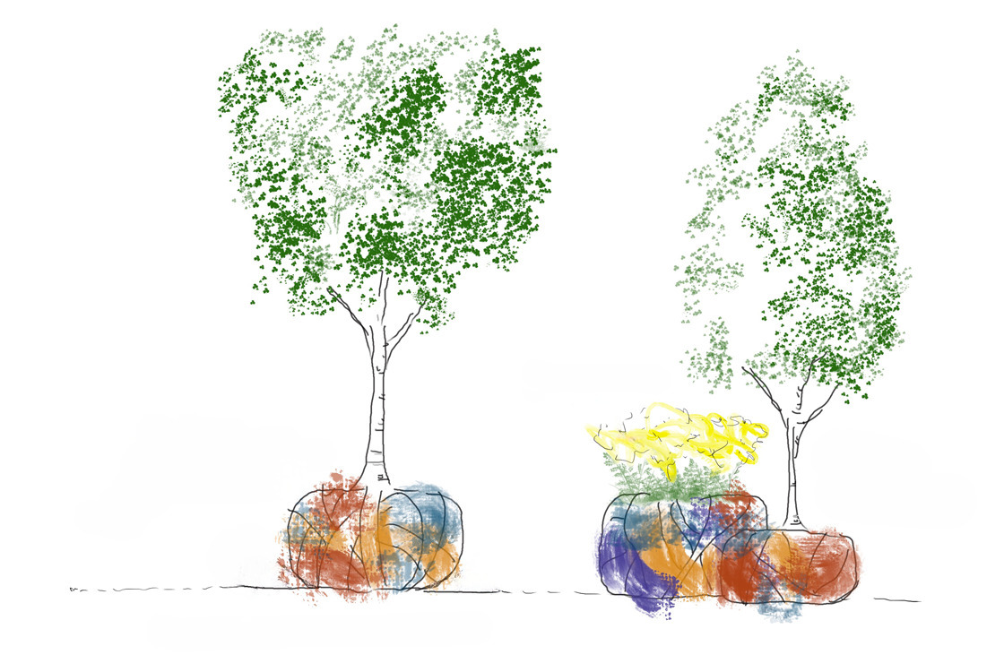 Illustration of Tapestry of Trees installation at British Museum