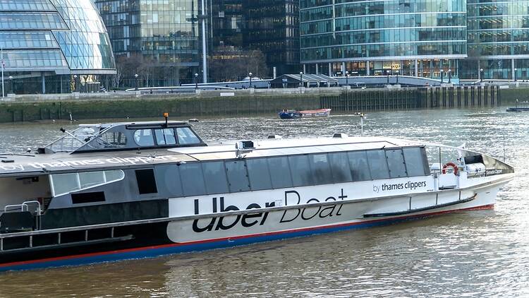  Uber boat and clipper ferry, River Thames, London