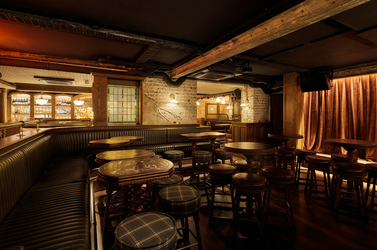 An Irish old-school pub interior