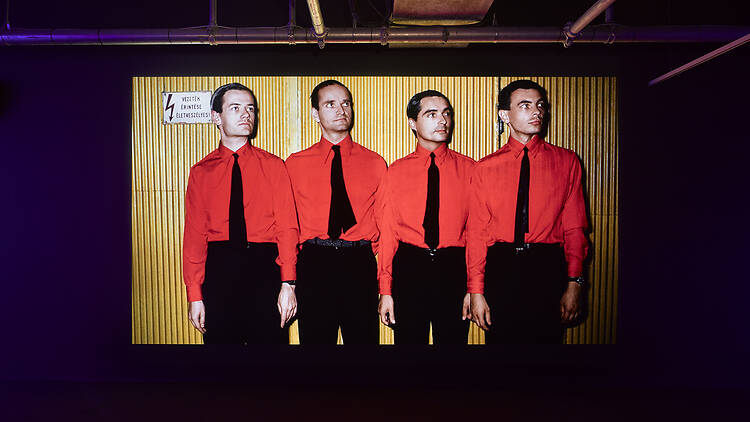 The Vinyl Factory: Reverb - Jeremy Deller An art piece of four men who look and are dressed similar