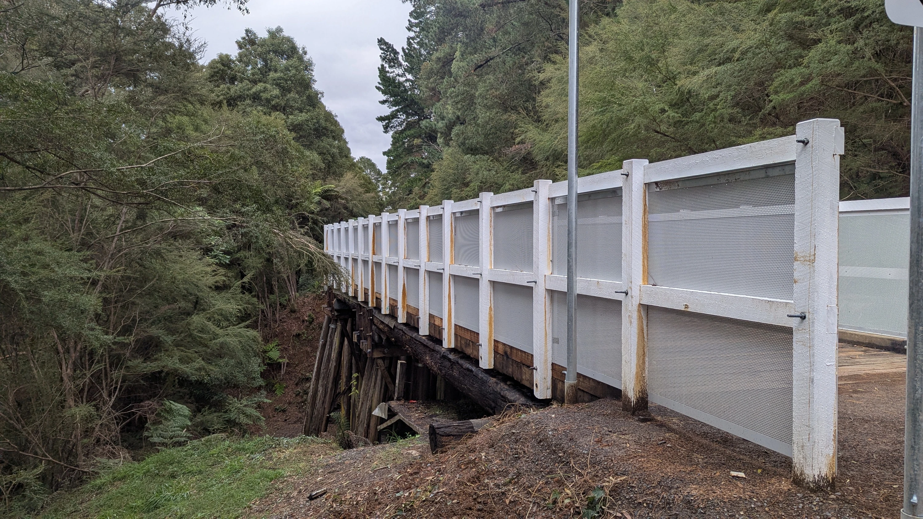 A restored trestle bridge.