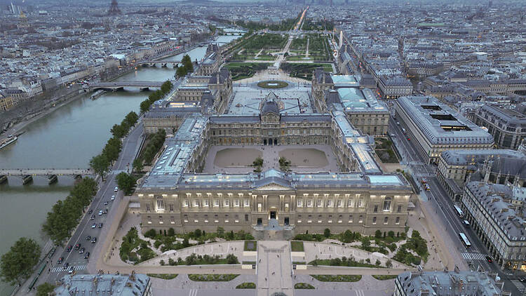 Vue aérienne du projet à venir pour le Louvre Vue aérienne du projet pour le Louvre