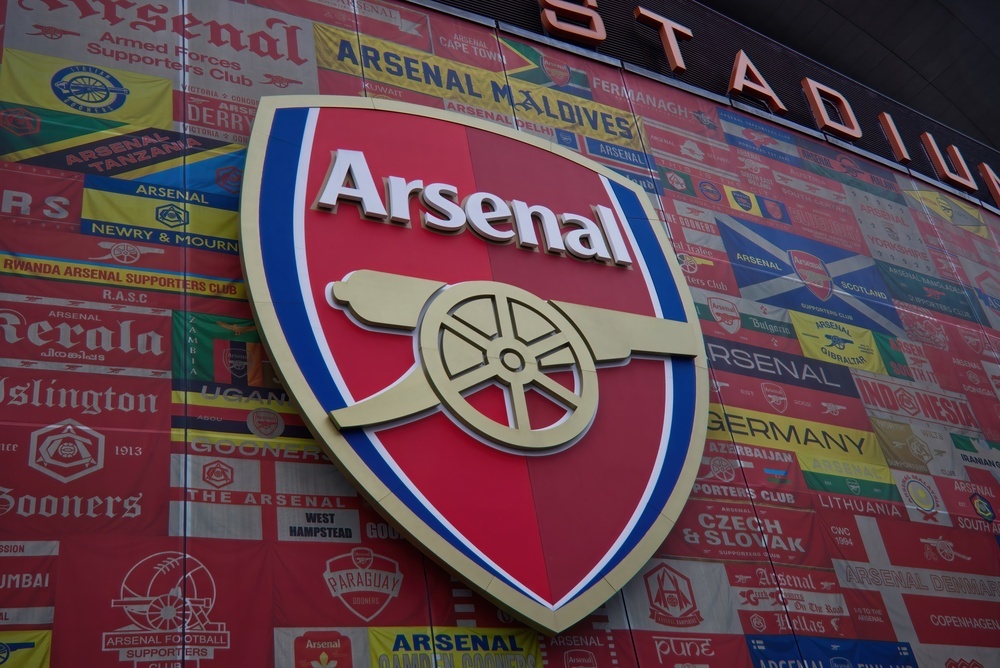 Arsenal club crest at the Emirates Stadium