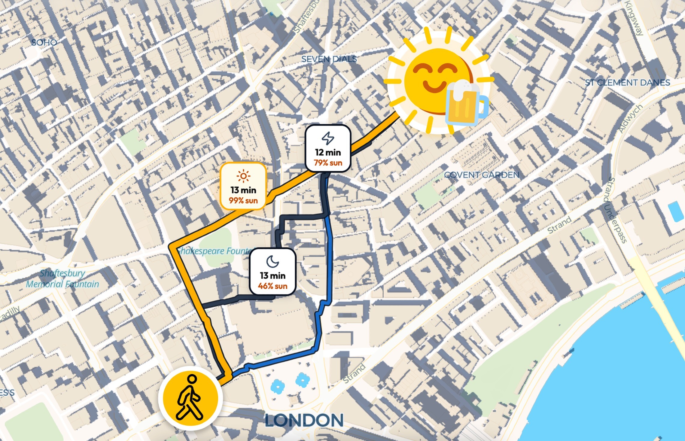 A new map shows the sunniest walking routes in London