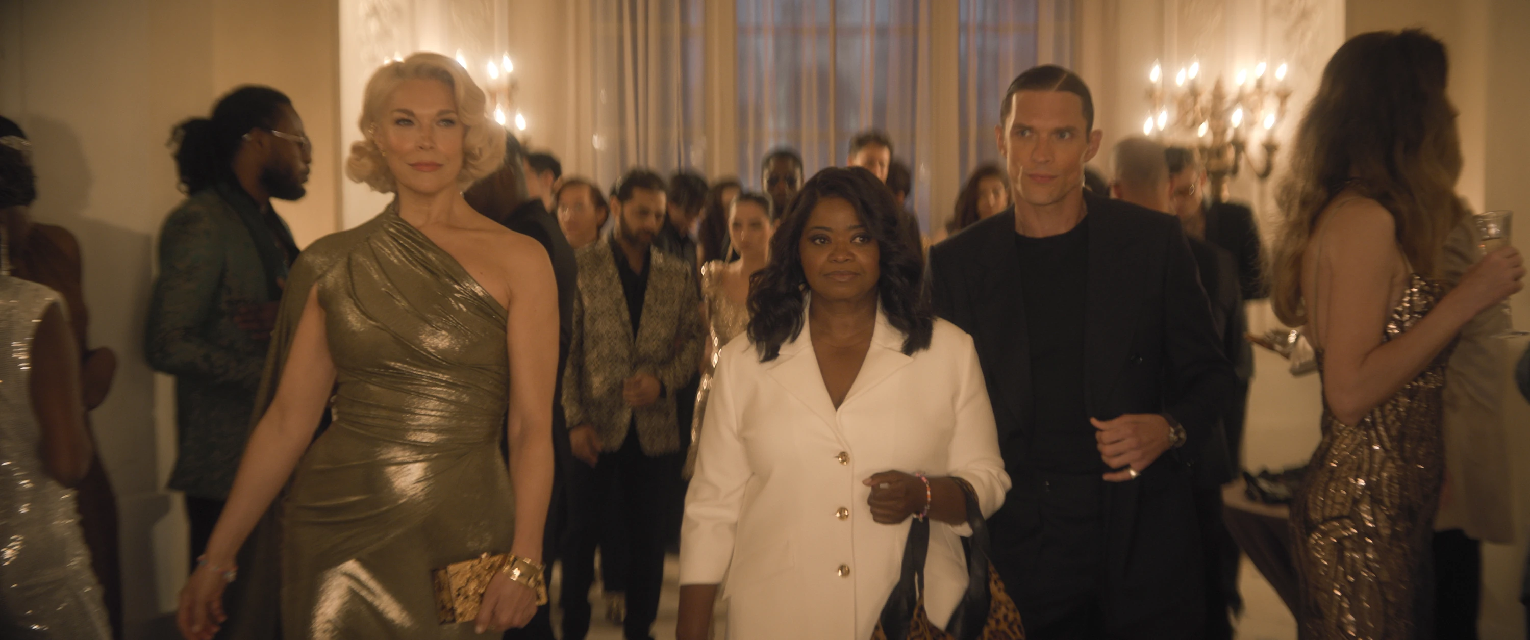 Hannah Waddingham, Octavia Spencer, and Ed Skrein in Ride or Die