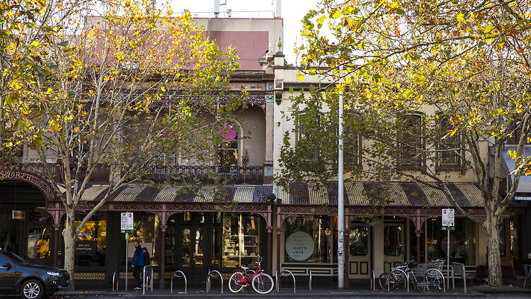 Carlton Shopfronts on Lygon Street in Melbourne.