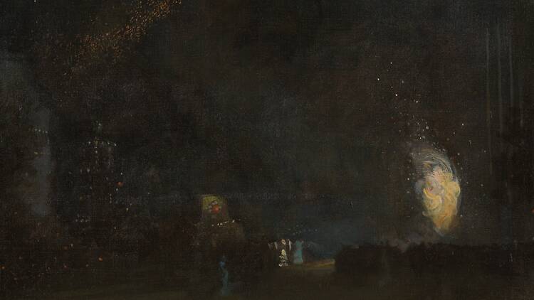 James McNeill Whistler, ‘Nocturne: Black and Gold - The Fire Whee l’. (1875 -77). Tate.