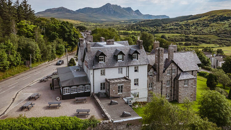 Aerial shot of the Tongue Hotel's exterior and new outdoor terrace Aerial shot of the Tongue Hotel's exterior and new outdoor terrace