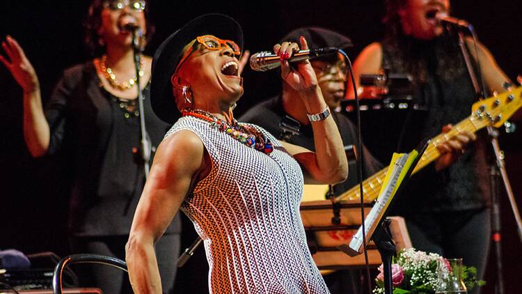 Dee Dee Bridgewater Dee Dee Bridgewater singing on stage.