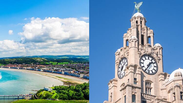 Composite image of Llandudno and Liverpool Composite image of Llandudno and Liverpool