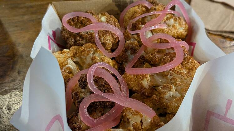 Fried cauliflower with pickled onions