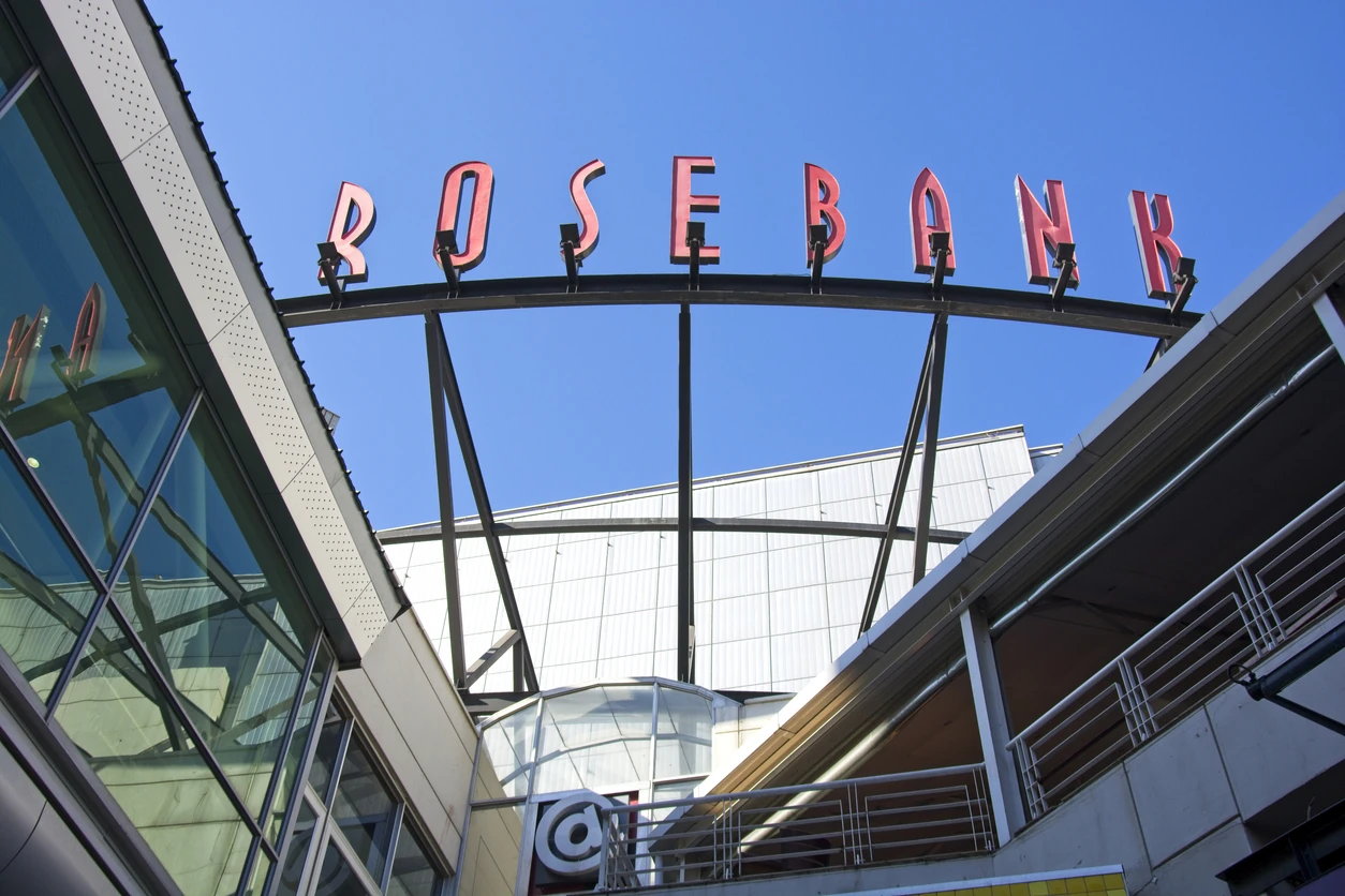 A sign above the Zone @ Rosebank mall in Rosebank, Johannesburg