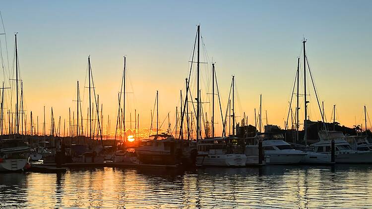 Sunset over boats
