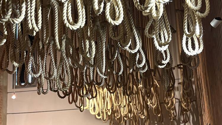 Ropes hanging from the ceiling at Apartheid Museum 