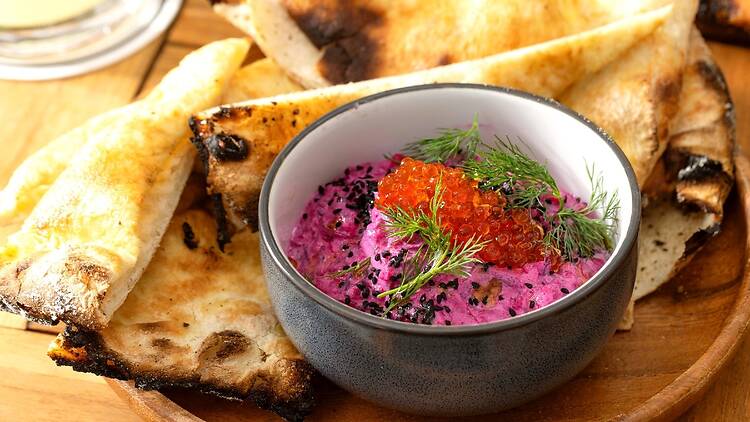 Roast beet tzatziki Roast beet tzatziki (Gilligan's)