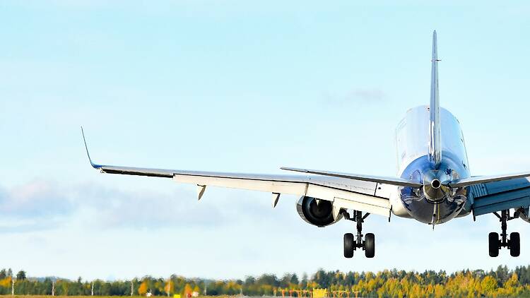 Plane Plane taking off on runway