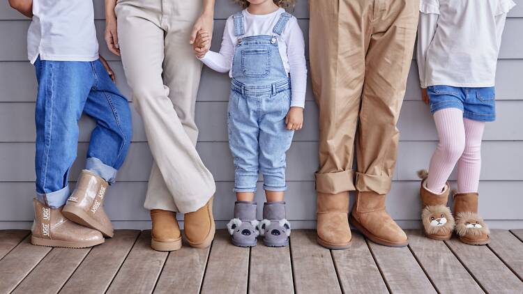 Family wearing their Ugg boots for Wear Your Uggs Day